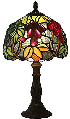 GAUUA 8 Inch Tiffany Table Lamp Baroque Style Stained Glass Desk Lamp Reading Light for Living Room Bedroom Nightstand Lighting