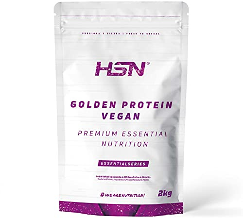 HSN Golden Protein Vegana | Sabor Leche Dorada (Golden Milk) 2KG | Proteína de Guisante + Cúrcuma + Canela + Jengibre + Pimienta Negra | Endulzada con Stevia y Eritritol | No-GMO, Sin Gluten