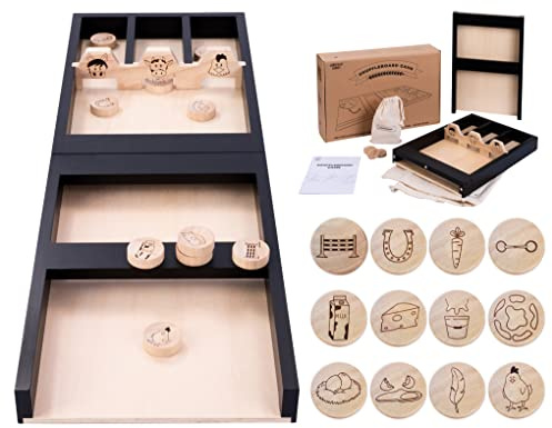 Engelhart - Sjoelbak Spiel Bauernhof 80 cm -2 Teilen für Kinder Holzen Scheiben - Holland Billard Shuffleboard Holz