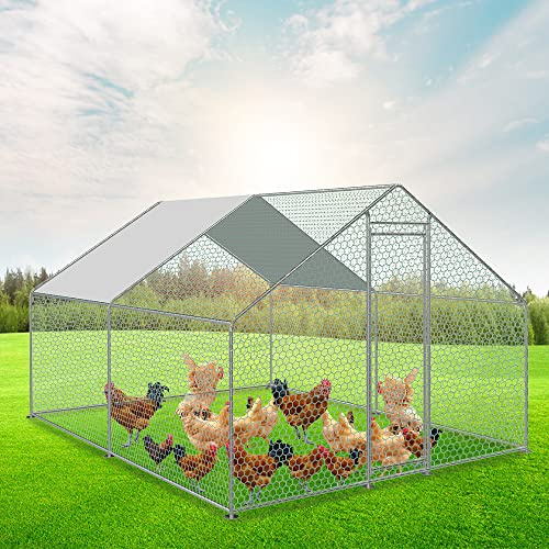 Jopassy Hühnerstall, 3 * 2 * 2m Metall Freilaufgehege Freigehege, Hühnerkäfig Kleintierstall Voliere mit Dachplane, Heimtiergehege für Hühner Geflügel Kleintiere