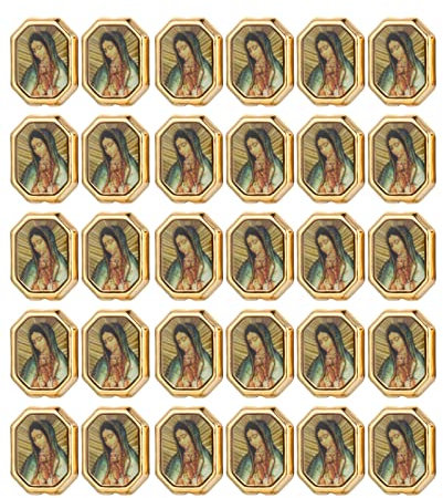 Diyalo 30 Stück Unsere Dame von Guadalupe Saint Jude Abstandshalter Perlen für DIY Rosenkranz Chaplet Halskette Armband Schmuckherstellung Teil (Jungfrau Maria-achteckig-goldfarben)