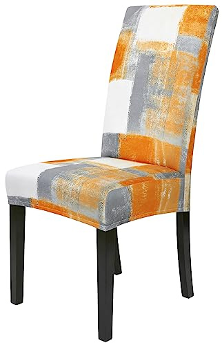 Gibelle Dining Room Chair Covers Set of 6, Stretch Parsons Chair Slipcovers Universal Removable Washable Chair Seat Covers Protector for Dining Room, Kitchen, Hotel and Party, Orange