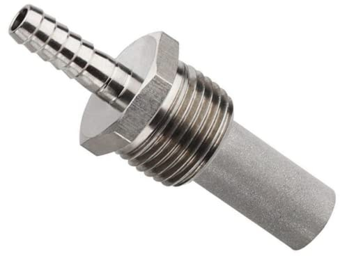 Stainless Steel Inline Oxygenation Diffusion Stone - 2 Micron, Home Brewing, Aeration Stone, Carbonation Stone, 1/2 NPT to Barb Fitting