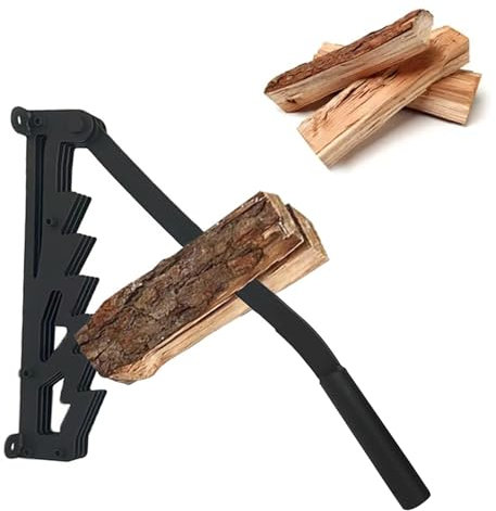 Wandmontierter Holzspalter,Manueller Holzspalter aus Kohlenstoffstahl,Wandhalterung Brennholzspalter,Holzhackwerkzeug,Holzspaltung im Freien (Erweiterter Handgriff)