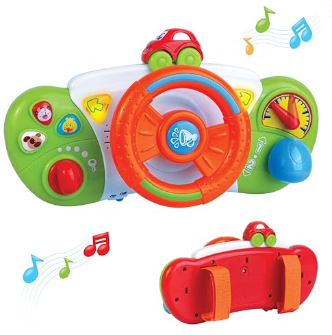 HAP-P-KID My First Baby Stroller Toy, Toddler Steering Driving Wheel, Car Seat Educational Learning Driver Toys, Pretend Drive Dashboard, Infant Baby Preschool Gift 6 7 8 9 10 11 12 Month 1 Year Old