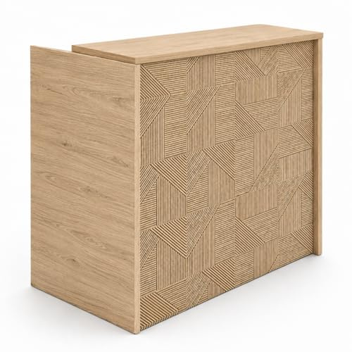 OFILIKE. Mostrador de Recepción Compact Kubic. Mesa Mostrador de Oficina, Tienda, Clínica (80cm Ancho, Estructura Roble)