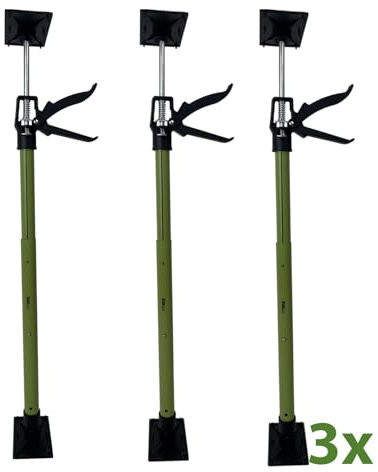 3x Zargenspanner stufenlos verstellbar 57-117 cm Druckplatte neigbar bis 45° Teleskopstütze Einhandstütze Montagestütze für Türrahmen, je 30 Kg Tragkraft Winkelspanner, Türzargen