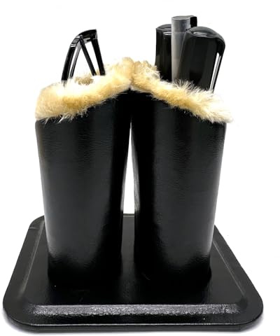 KOSTOO Brillenhalter mit PU-Leder-Samtplüsch, schützender Leoparden-Sonnenbrille, Haushaltshalter, Stifteständer, Etui für Zuhause, Büro und Schule, Schwarz , L