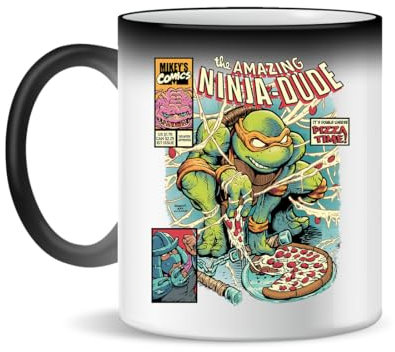 Forsca The Amazing Ninja Dude Eating Pizza Ceramic Tea Coffee Mug 300ml Magic White Pink Black 330ml