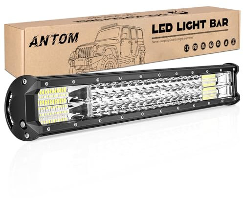 AnTom LED Arbeitsscheinwerfer 20.47 Zoll 52CM 288W Zusatzscheinwerfer Lightbar bar 12v Flutlicht Wasserdicht Scheinwerfer für Kraftfahrzeug Auto Rasentraktor Wohnmobil Dachgepäckträger Wald
