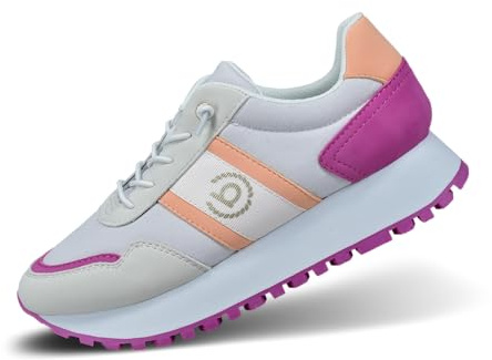 bugatti Damen Chunky-Sneaker mit pinken und neonorangenen Details, hervorragender Dämpfung und ganztägigem modischen Look weiß/Multicolour 38 EU