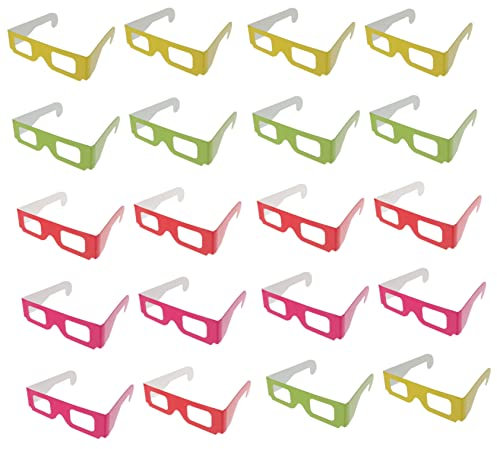 Hoement 20pièces Lot de Lunettes Anaglyphes Carton Colorées Lunettes pour Visionnage TV Films Et Magazines Accessoire Pratique Et Compact pour Voyage Et Fête