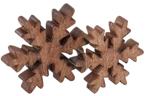 Holzfiguren Schneeflocke 2er Set Dekofigur 18x18cm Weihnachtsdekoration