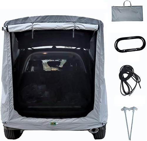Outdoor-Auto-Heckmarkise, wasserdichter Sonnenschutz, tragbar, SUV, Camping-Zelt, Auto-Verlängerungsdach für Selbstfahrer, Reisen, Touren, Picknick, Angeln, Grillen, Wandern, Silber, XL