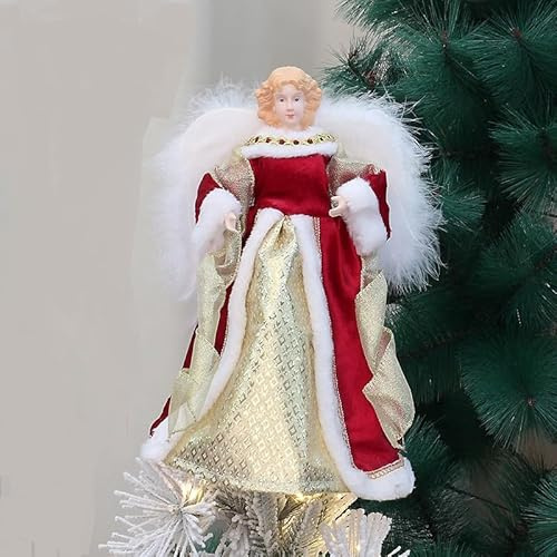 Decoración de ángel para árbol de Navidad de 30 cm de alto, decoración de árbol de Navidad con palo de hada, decoración creativa para árbol de Navidad y decoración del hogar (A)