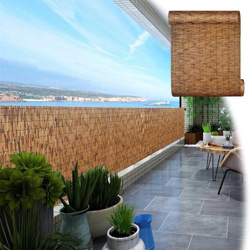 Schilfzaun Für Den Balkon, Schilfrohrmatte Natürlicher Bambus Sichtschutz, Handgewebt, Atmungsaktiv, Sichtschutzzaun Für Die Terrasse Im Hinterhof Im Freien(90x600cm(3.0x19.7FT))