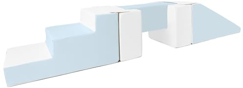 Steg-Rutsche-Set Großbausteine Softbausteine Schaumstoffbausteine Spielbaustein (Farbe: weiß, blau (Pastell))