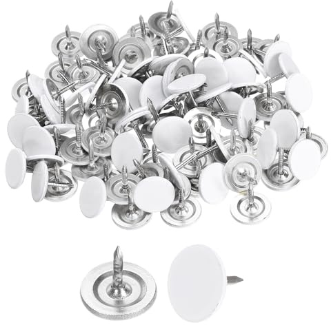 sourcing map 100 Stück Polsternägel, 11 mm x 10 mm, flacher Kopf, Daumennägel, dekorative Möbelnägel, Pinnnadeln für Möbel, Sofa, Kopfteile, Weiß
