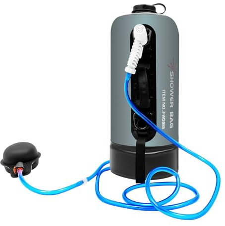 Akuoyiexemye 12L Solar Camping-Dusche mit Pumpe, Tragbare Solardusche Heißes Wasser bis zu 53°C Wasserdichter Duschsack für Outdoor Camping Wandern