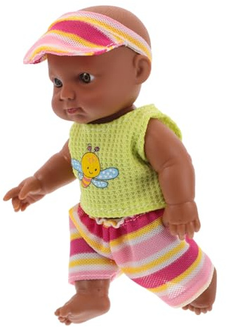 ORFOFE Realistische Schwarze Babypuppe 18cm aus Weichem Vinyl mit Lebensechtem Aussehen und Flexiblem Material für Fantasievolles Spiel und Puppensammlung