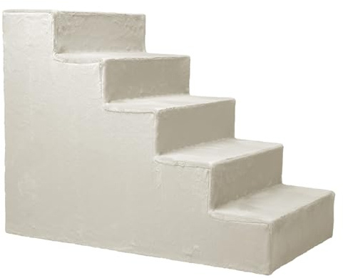 MG Design Scaletta per Cani 5 Gradini in Bianco – telaio in legno stabile, salita delicata per divano e letto, leggera e facile da spostare, per cani e gatti