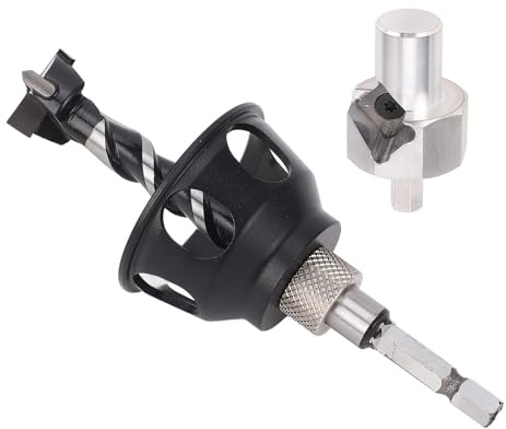 Generic Dog Hole Deburring Trimmer, Bench Dog Hole Chamfer Reamer Tool Set 19mm, Aluminum Alloy Vertical Drill Locator Kit with Hex Shank, Precise Hole Drilling Easy Operate, Portable