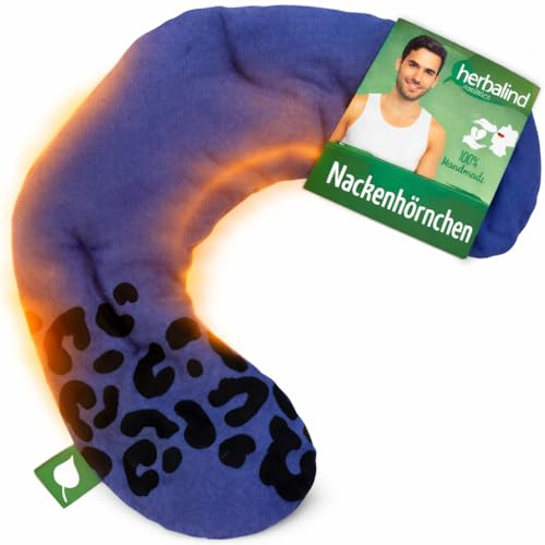HERBALIND Kirschkernkissen Nackenhörnchen 30x40 cm LEO – 700gr Kirschkern, 100% Baumwolle – Natürliches Wärmekissen Mikrowelle & Backofen – Handmade in Germany