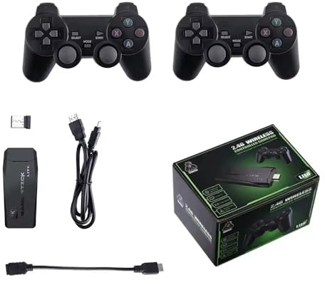 Retro Wireless Game Console, Wireless Retro Gaming Console, Dual Gamepad with USB Receiver, 64GB, 20000+ Games Pre-installed，9 Emulators, 4K HD, with 2 Wireless Controllers, , Plug and Play for TV