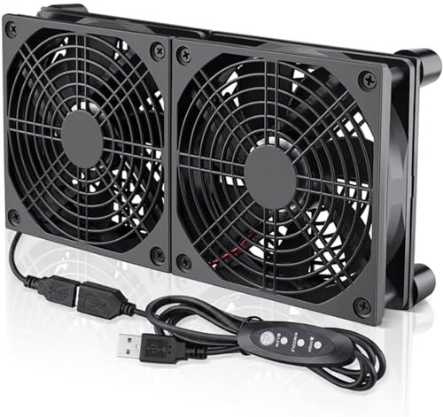 Dcfbkl Ventiladores USB de alta velocidad, ventilador de control de temperatura de chasis de PC, 2400 rpm, dos ventiladores, disipación de calor eficiente para electrónica alimentada por USB