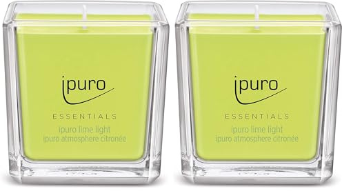 ipuro Essentials Lime Light - Candela profumata trasparente, 125 ml (Confezione da 2)