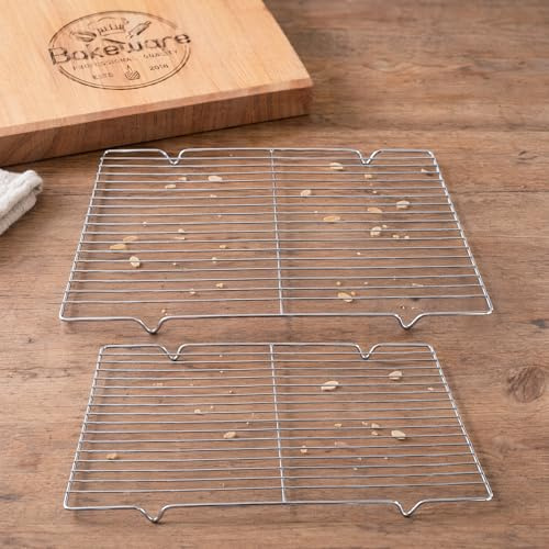 Premium Stainless Steel Cooling Rack, Waoferfio Duty Wire Rack Grid for Oven Rack & Grill, 2-Pack Roasting Rack for Baking Cakes, Bread, Meat | Elevated Design for Even Airflow