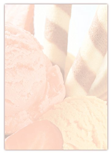 Motiv Briefpapier (Eis-5039, DIN A4, 25 Blatt). Einseitig bedrucktes Briefpapier, sehr gut beschreibbar, Motivpapier für alle Drucker/Kopierer geeignet Motiv Eiscreme Eisbecher für Eisdiele Eiscafe Gastronomie Restaurant