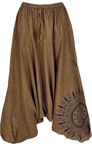 GURU SHOP haremsbyxor, ballongbyxor med mandala, aladinbyxor av bomull, kvinnor, senap, 40
