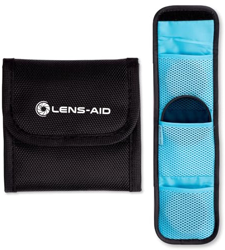 LENS-AID filterväska med 3 fack för runda filter upp till 82 mm – skyddsfodral för kamerafilter (ND, UV, polarisation) & tillbehör, lätt & vadderad