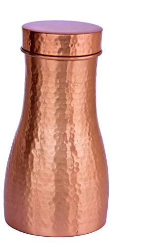 De Kulture Works Carafe en cuivre pur martelé à la main avec gobelet 1,25 l Marron