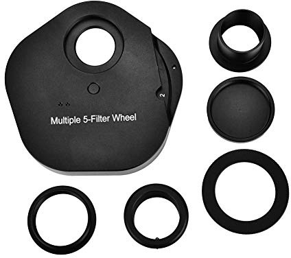 1.25 Zoll Okular, 5 Positionen Handfilter Rad, T2-Halterung, Kamera Objektivadapter, Positionsfilter, Astronomisches Weltraumteleskop, Planetenfilterrad, Premium-Zubehör für die Astrofotografie