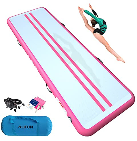 ALIFUN Air Matte Track, 2m/3m/4m/6m Aufblasbar Gymnastikmatte, Turnmatte, Tumbling Matten 10/20cm hoch mit Luftpumpe Geeignet für zu Hause,Fitnessstudio, Training, Cheerleading, Schwimmbad