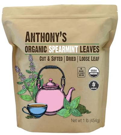 Anthony's Organic Dried Spearmint Leaves, 1 lb, Gluten Free, Non GMO, Cut and Sifted