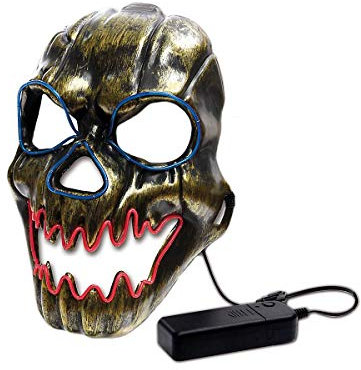 Zoelibat Schaurige LED Horror Totenkopf Halbmaske aus Kunststoff