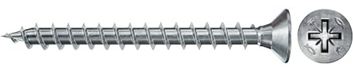 fischer PowerFast II CZF 3,0 x 16, vite per truciolato (1000 pezzi) con filettatura completa, vite a testa svasata con fessura a croce, vite per lavorazione del legno, riduce la resistenza e il tempo
