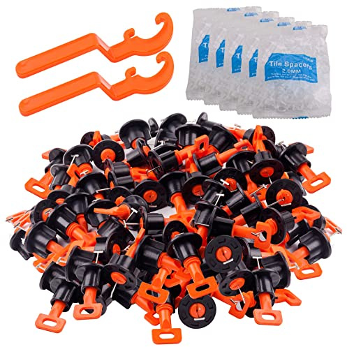 Tile Leveling System Kit with 100pcs Tile Leveler Spacers & 4 Special Wrenches & 500pcs 2mm Tile Spacers