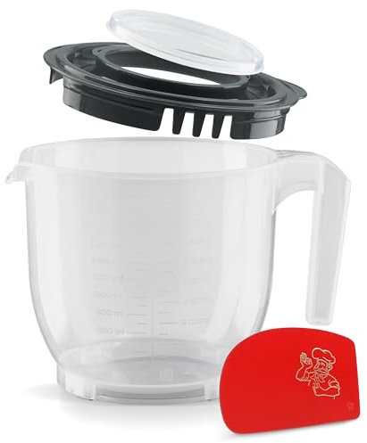 RoyalFay Jarra medidora de 2,2 L, color antracita, vaso para mezclar con tapa y protección contra salpicaduras, vaso mezclador con fondo de parada, escala de litros y taza, cuenco para mezclar, para