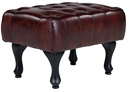 Woodkings Chesterfield Pittsfield Hocker Echtleder antik Rot | Fußhocker, Designhocker, Federkern, Unikat, Herrenzimmer, Stilhocker