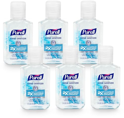 Purell Advanced Hand Sanitizer Refreshing Gel, Clean Scent, 2 fl oz Travel Size Flip Cap Bottle (Pack of 6) – 3155-04-EC