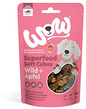 WOW Soft-Snacks I Cubes Wild I Wildfleisch mit Apfel für Hunde I 100% Natur I Nahrungsergänzung I Belohnung beim Spiel & Training (1x 150g)