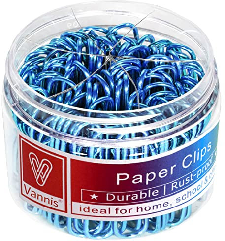 Vinaco Groß Büroklammern 50MM & Büroklammern 32MM, 400 Stück Büroklammern Verschiedene Größen, Rostbeständig & Langlebig Paper Clips für Schule, Büro und Zuhause. Blau Büroklammern Set