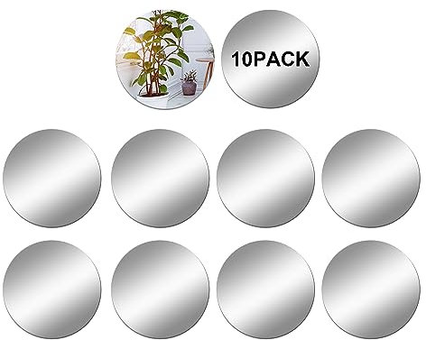DRERIO 10 Stück selbstklebender Acryl-Fliesen, Mini-rundes Spiegel-Zubehör (10 x 10 cm)
