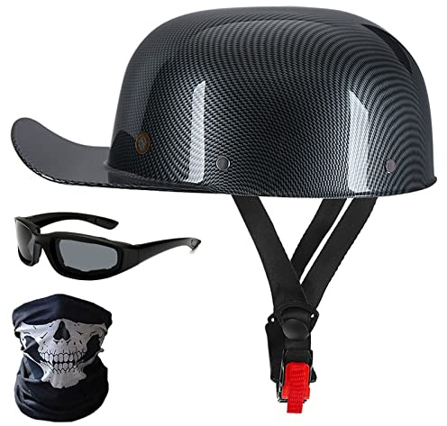 HZIH Mezzo Casco Moto Jet Retro Casco Aperto Cappellino da Baseball Scooter Caschi Motorino Vintage Casco Scodella Mezzo Casco Portatile Estivo per Uomo E Donna,Certificato DOT/ECE C,L=59-60cm