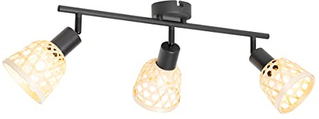 Qazqa Verstellbarer Deckenstrahler, Deckenspot - Rayan - Naturel, max. 25W, Geeignet für LED, 67cm, 3-flammig, Ideal als Wohnzimmerlampe, Küche lampe und