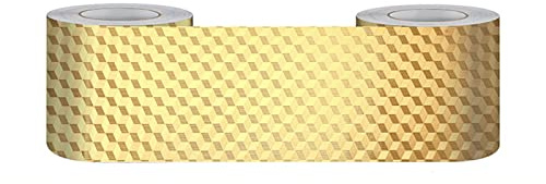 VisitRyl TapetenbordüRe Selbstklebend Vinyl Sockelleiste Dekorative BordüRe Selbstklebende Home BordüRe KüChe TapetenbordüRe Selbstklebend FüR Badezimmer Wohnzimmer Goldenes Quadrat 15cm X 500cm